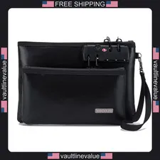 Fireproof Money Bag Lockable Small Cash Storage Bag Black
