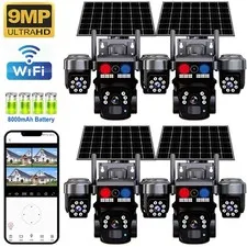 4PCS Solar Battery Powered Wireless WiFi Outdoor Pan/Tilt Home Security Camera