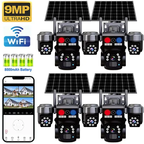 4PCS Solar Battery Powered Wireless WiFi Outdoor Pan/Tilt Home Security Camera