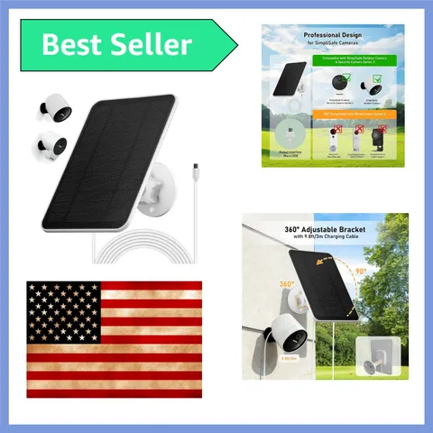 Solar Panel Compatible with Simplisafe Outdoor Camera Wireless, 4W 5V Solar Pane