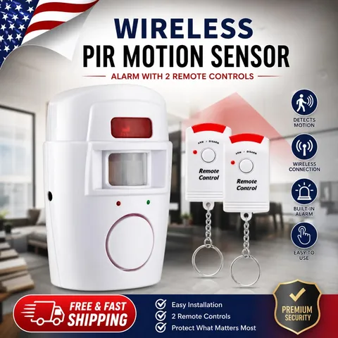 Wireless Motion Sensor Alarm Security Detector Indoor Home Garage Alert System
