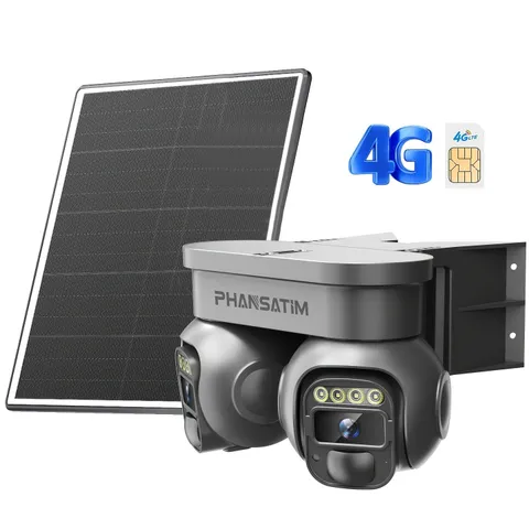 Solar Panel Battery Powered 4G LTE Cellular Outdoor Wireless Security Camera