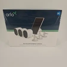 Arlo Pro 5S 2K Spotlight Camera 3-Cam 1-Solar Panel Bundle White VMK4360P NEW