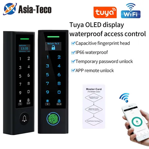 LCD Screen WIFI Tuya Fingerprint Door Access Control Waterproof 125Khz RFID Card