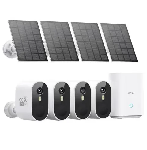 Aosu Solar Security Cameras Wireless Outdoor 4-Cam Kit 2K QHD Home Security Cam
