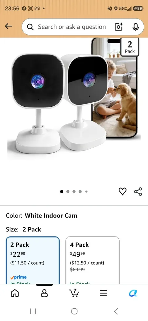 OZHGQ 2K/3MP WiFi Indoor Security Cameras 2-Pack, Night Vision, Audio
