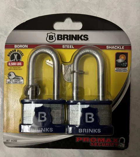 Brinks ProMax Security 2in 50mm Laminated Steel Padlock Keyed Alike 2-Pack