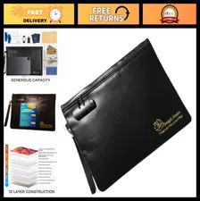Fireproof Waterproof Document Bag | Travel Holder | Secure Lock Bag | Safe for I