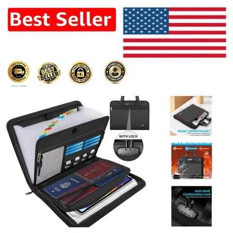 Expandable 13 Pocket Fireproof Document Holder - Organize & Protect Your Files