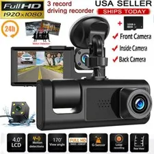 Camara De Seguridad Para Carro Auto 3 lenses Delantero/Trasero/Interior Dash Cam