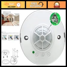 360° Ceiling PIR Motion Sensor Switch - 3 Detectors, 10-40ft Range, High Sensiti