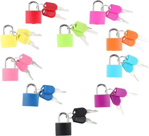 10Pcs Suitcase Locks with Keys,Small Luggage Padlocks,Multicolor Metal Padlocks
