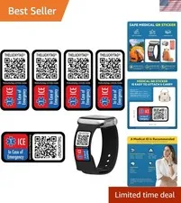 Medical Alert ID Tag for Watch Band Engraved QR Code Watch Safety Plate, Fitn...