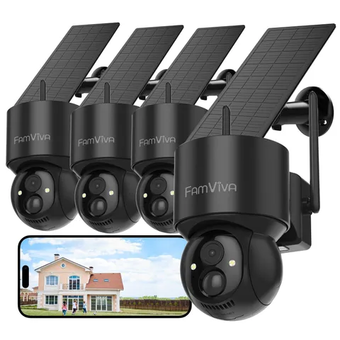 4 Pack 2K Solar Security Camera Wireless Outdoor 360 PTZ Color Night Vision IP66