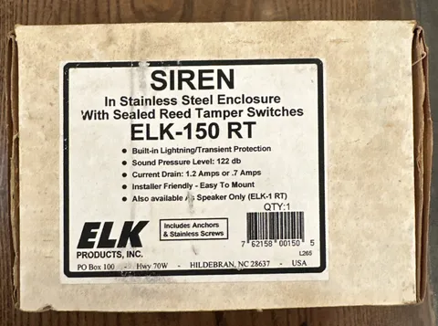 ELK-150RT 122DB Siren Stainless Steel Enclosure w/ Tamper Switch NEW OLD STOCK!