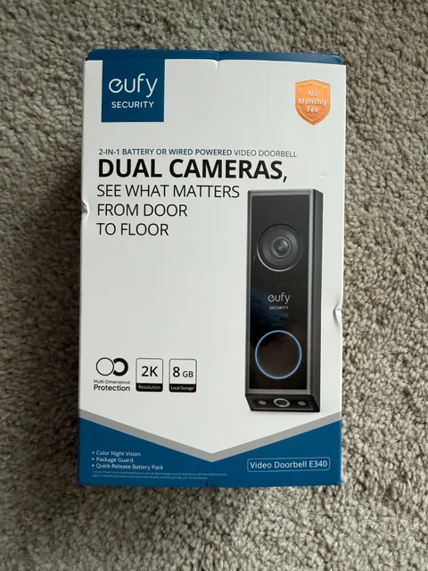 Eufy Security Video Doorbell E340 2K Wired/Wireless Dual Cameras Pre Owned