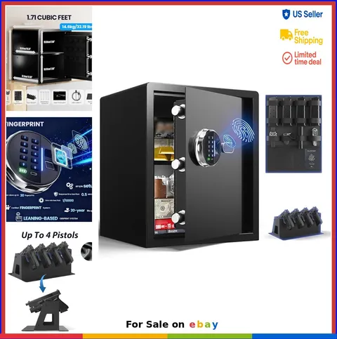 Biometric Safe Fingerprint Lock Box 30 Prints Silent Mode Backlit Keypad LED
