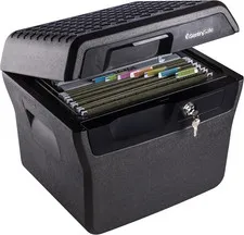 Fireproof and Waterproof Lock Box with Key Lock, File Safe with Carrying Handles