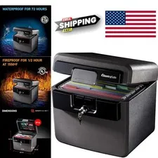 Fireproof Document Safe with Key Lock Waterproof File Folder Box 0.65 Cubic Feet