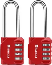 2 Pack  2.6 Inch Long Shackle Combination Lock, 4 Digit Outdoor