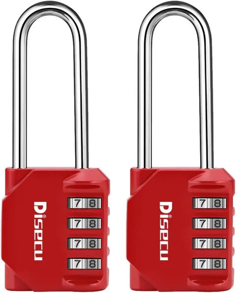 2 Pack  2.6 Inch Long Shackle Combination Lock, 4 Digit Outdoor