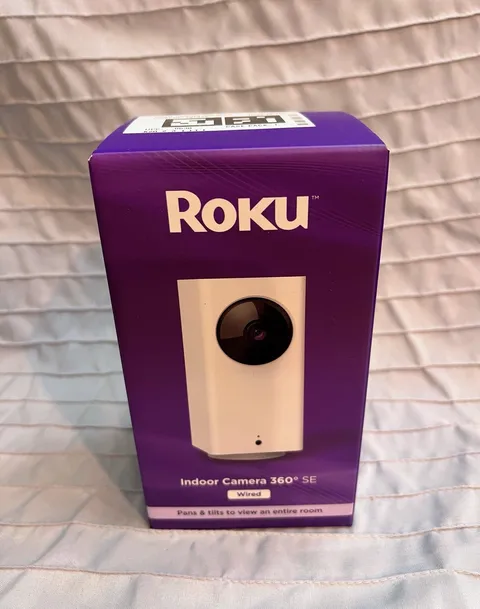 Roku- Home Indoor Camera- 360° SE Wi-Fi- Wired Security Camera w/ Motion