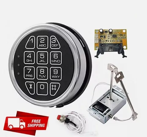 Gun Safe Lock Replacement Chrome Keypad Safe Electronic Lock Solenoid 2 Key NEW