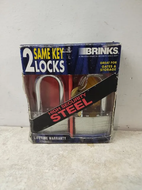 2 Pack Brinks 142-52201, 2” Steel Long Shackle 50mm Padlock, High Security