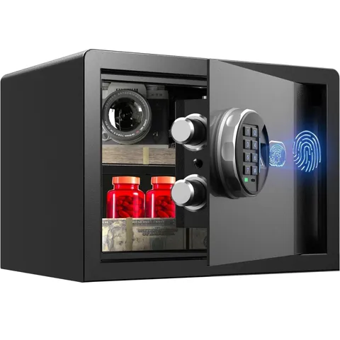 Biometric Safe Box - 0.80 cu. ft. with Silent Mode, Backlit Keypad and LED Light