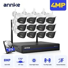 ANNKE 16CH 4MP Dual Lens Color Wireless Security Camera System 2 Way Audio WIFI