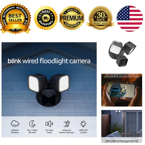 Wired Floodlight Security Camera HD Live View 2600 Lumens Alexa Built In Siren