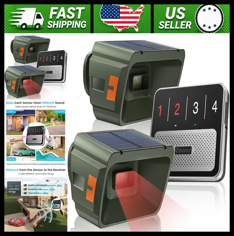 Solar Driveway Alarm Wireless Outdoor Motion Sensor Weatherproof Alert