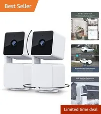 Smart Home Security Cameras with 180° Tilt & Real-Time Alerts—2-Pack Cam Pan V3