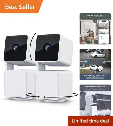 Smart Home Security Cameras with 180° Tilt & Real-Time Alerts—2-Pack Cam Pan V3