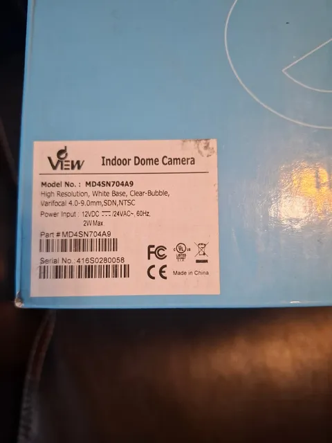 View Indoor Dome Security Camera Model MD4SN704A9 700 TVL Day Night Color