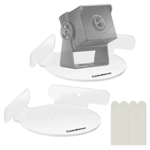 2 PCS Acrylic Mini Circular Corner Shelf Mount Security Camera Holder Clear
