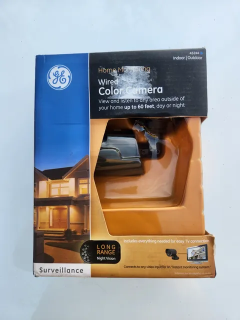 GE Home Monitoring Wired Color Camera Indoor/Outdoor View & Listen 45244 NEW