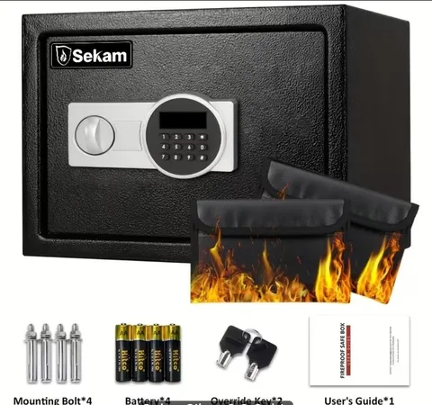 Heavy-Duty Fireproof Steel Safe With Cash Bag - Secure Home Safe Box With Keypad