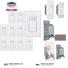 Motion Sensor Light Switch, 10 Pack, White | Neutral Wire Required, Single Po...