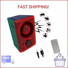 QXMH Solar Outdoor Motion Sensor Alarm - Dog Barking&Gunshot Sound 130db Motion