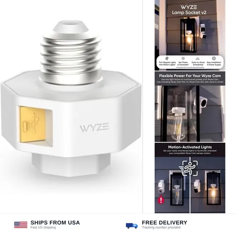 Wyze Lamp Socket v2 Power Adapter for Wyze Cam v3/v3 Pro/ v4/OG/Pan v3/Pan v4...