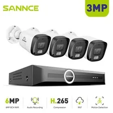 SANNCE 8CH 6MP NVR 2K 3MP POE Security Camera System Audio Recording IP Network