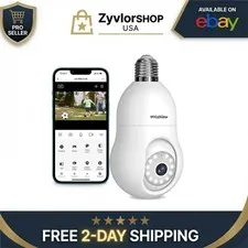 LaView 4MP Light Bulb Security Camera 2K 360° Wi-Fi Alexa
