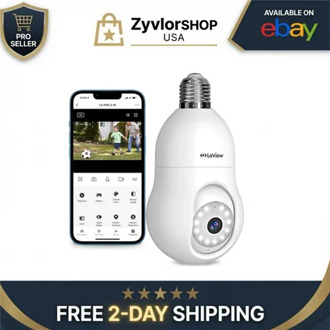 LaView 4MP Light Bulb Security Camera 2K 360° Wi-Fi Alexa