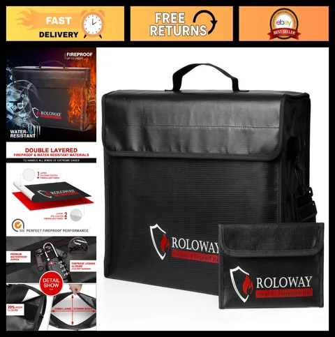 Large Fireproof Document Bag - Water Resistant Safe for Money, Valuables & Docum