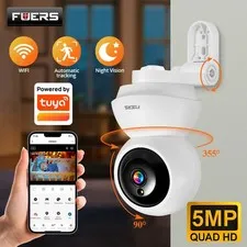 FUERS 5MP WiFi PTZ Security Camera 360° Auto Tracking Night Vision 2-Way Audio
