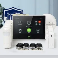 HOMSECUR Wireless WIFI 4G GSM Burglar Intruder 7" Alarm System+6*PIR+Door Sensor