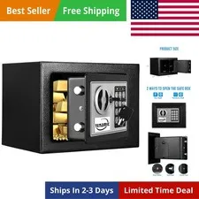 Safe Box 0.23 Cubic Feet Electronic Digital Security Box, Keypad Lock Box Cab...