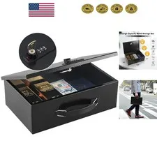 Secure Your Valuables in a Fireproof Metal Lock Box - Portable & Water-Resistant