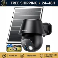 4G LTE Solar Security Camera Outdoor 2K Color Night Vision PTZ